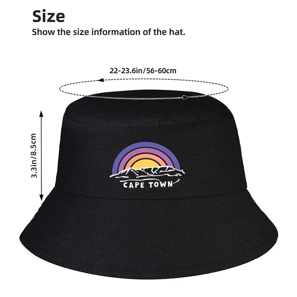 Cape Town Rainbow Mountain Retro Graphic Bucket Hat