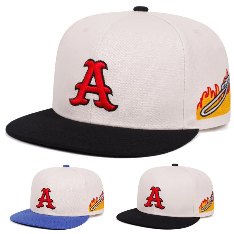 A Letter Embroidered Flat Brim Baseball Hat