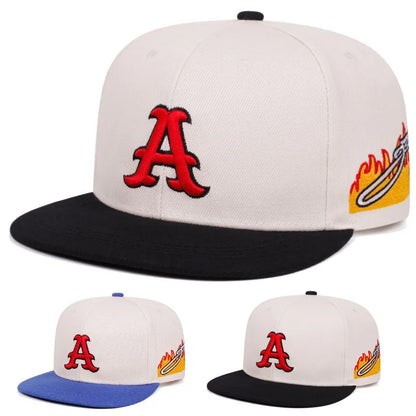 A Letter Embroidered Flat Brim Baseball Hat