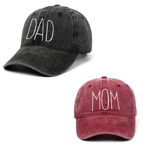 Dad Mom Letter Washed Baseball Cap