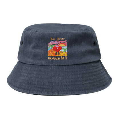Bad Bunny Washed Denim Foldable Bucket Hat