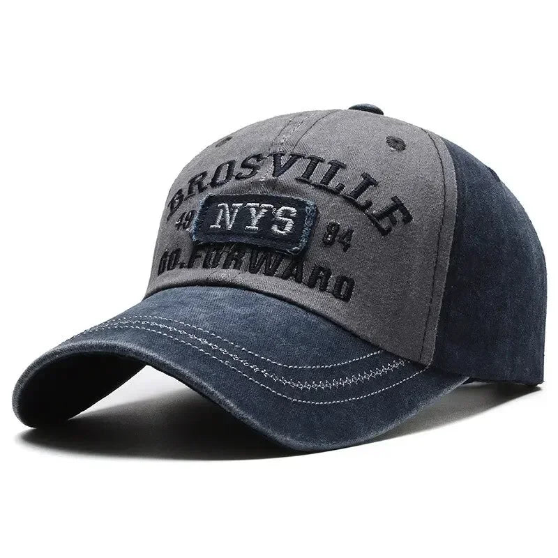Distressed Cotton Letter Embroidered Baseball Cap