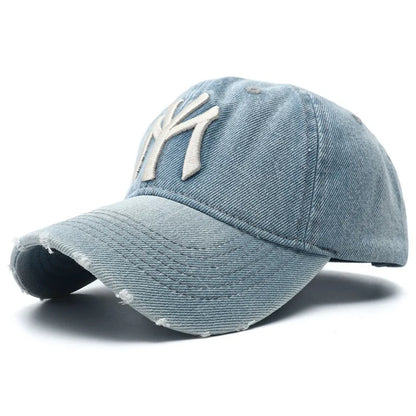 Washed Denim Vintage Baseball Cap Men