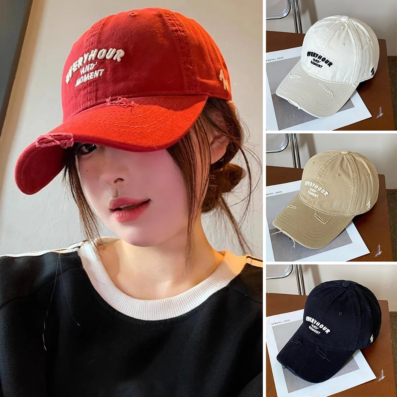 Red Letter Embroidery Sunshade Baseball Cap