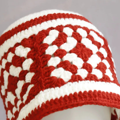 Ethnic Crochet Hollow Two Tone Bucket Hat