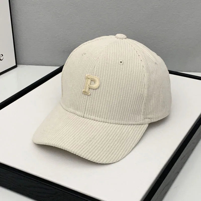 Corduroy Letter Baseball Cap