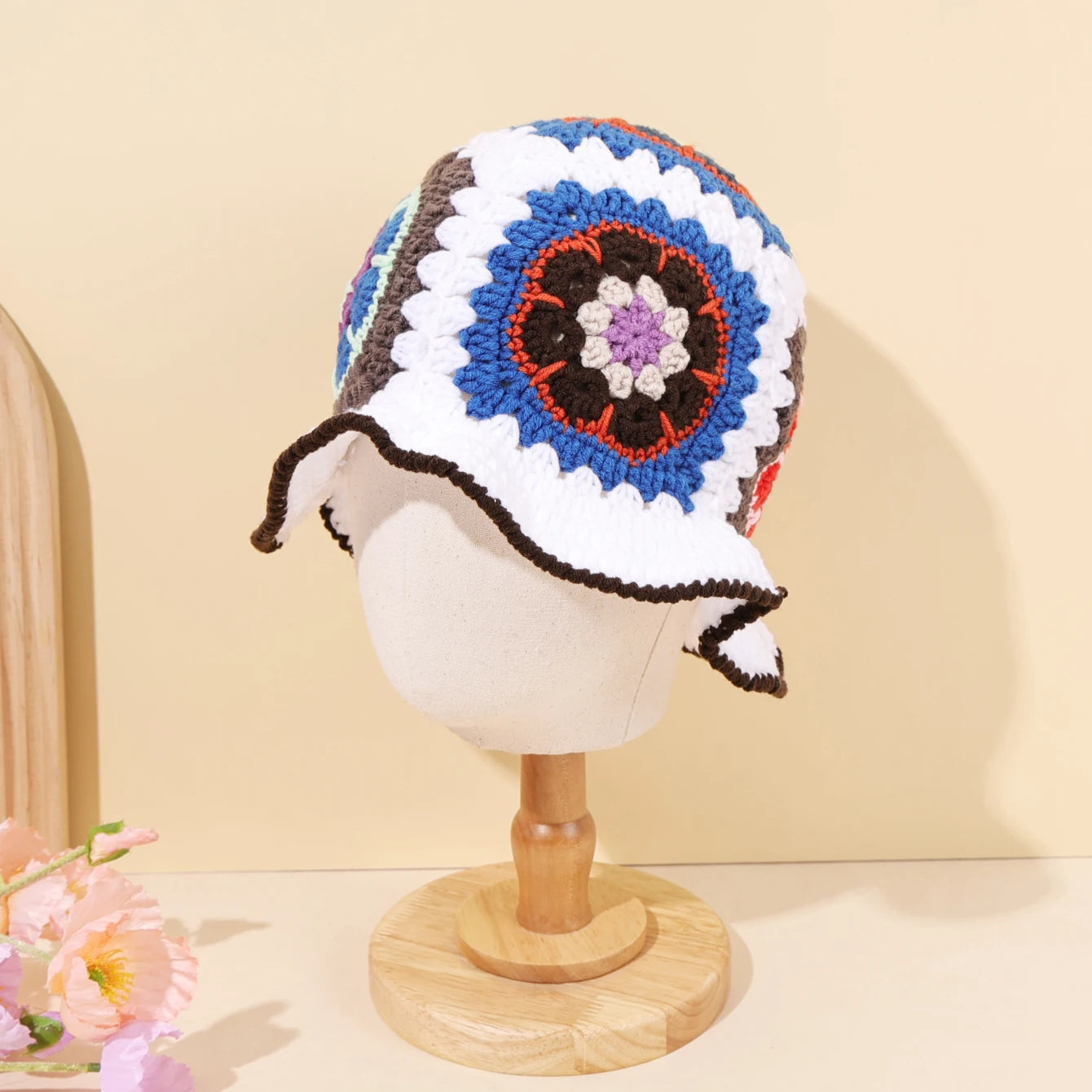 Hand Woven Colorful Flower Bucket Hat