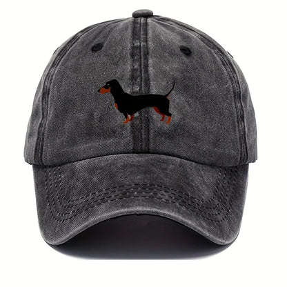 Retro Dachshund Cartoon Print Baseball Cap