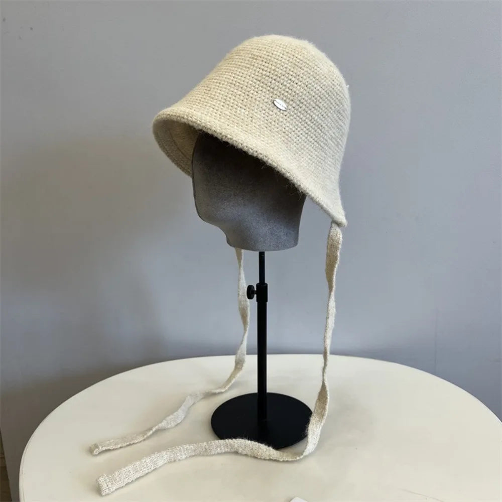 Wool Blend Back Notch Knitted Bucket Hat