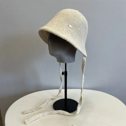Wool Blend Back Notch Knitted Bucket Hat