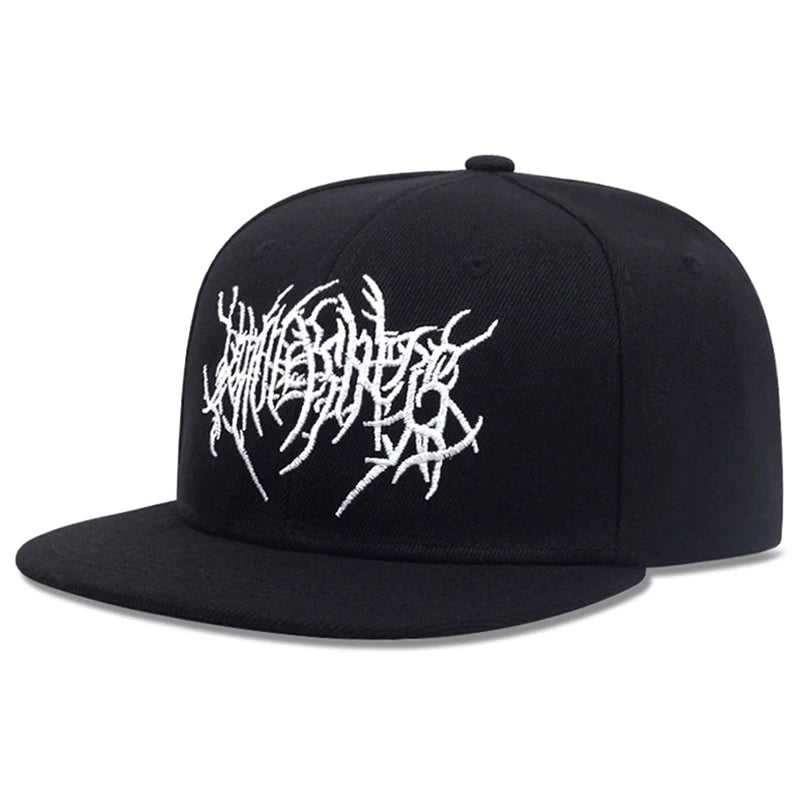 Gothic Embroidered Flat Brim Baseball Hat