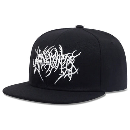 Gothic Embroidered Flat Brim Baseball Hat