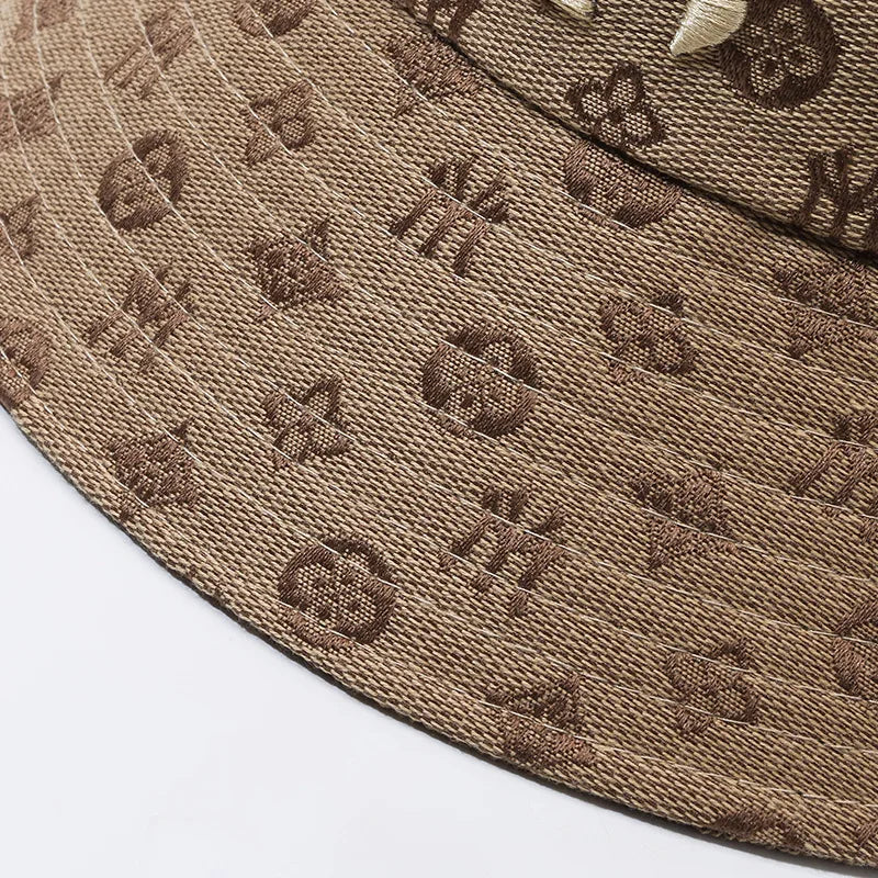 Letter Embroidery Unisex Sun Bucket Hat