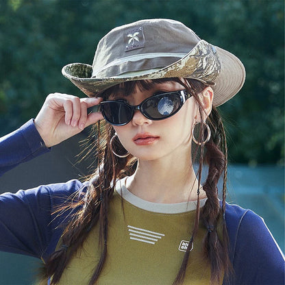 Retro Patch Color Block Bucket Hat