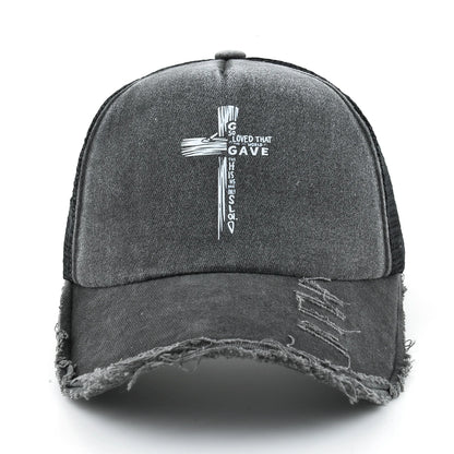 Washed Denim Pink Cross Snapback Baseball Cap