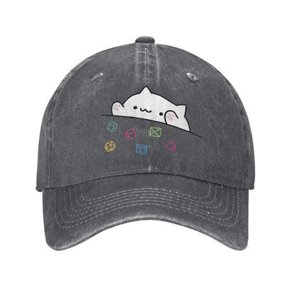 Vintage Dice Cat DnD Distressed Denim Snapback Baseball Cap