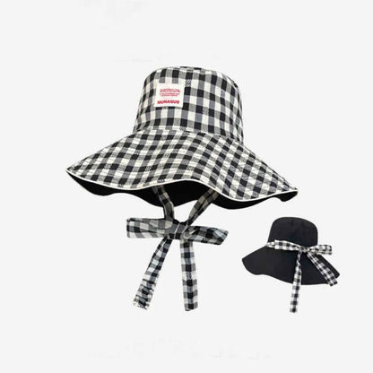 Reversible Plaid Wide Brim Bucket Hat
