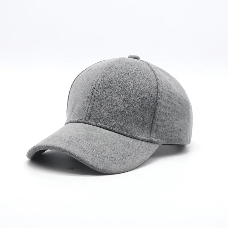 Winter Solid Suede Adjustable Baseball Cap