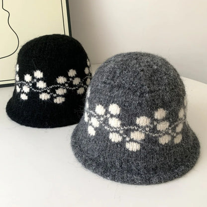Fair Isle Knit Wool Bucket Hat
