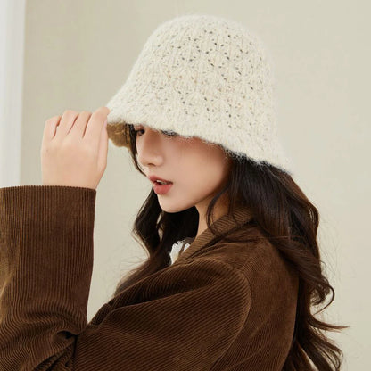 Women Knitted Korean Style Retro Winter Bucket Hat
