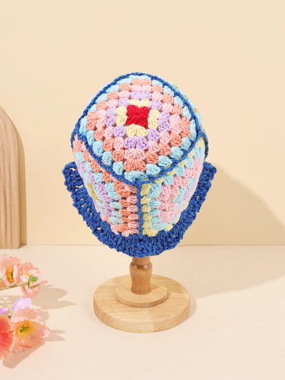 Flower Wool Knitted Insulated Double Wear Bucket Hat