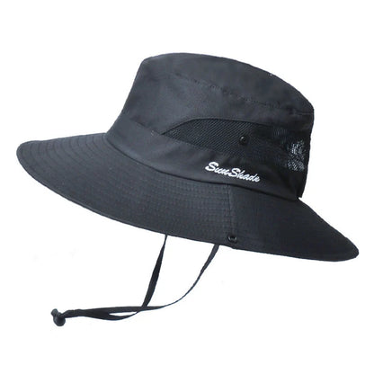 Summer Foldable Breathable Ponytail Mask Bucket Hat