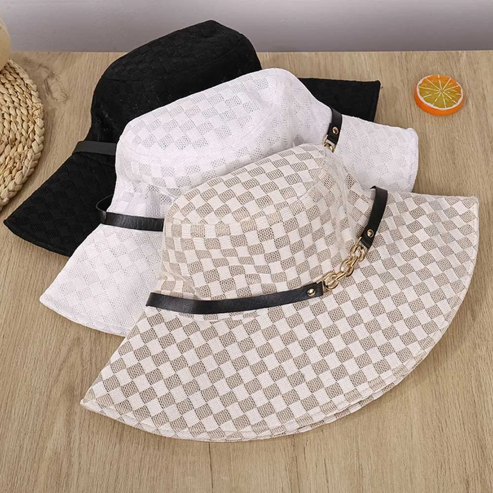 Women Plaid Travel Bucket Hat