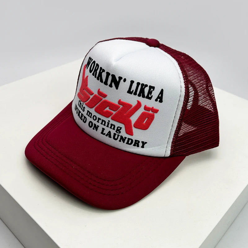 American Anime Letter Half Mesh Baseball Cap