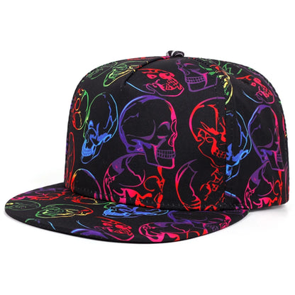 Skeleton Print Flat Brim Hat