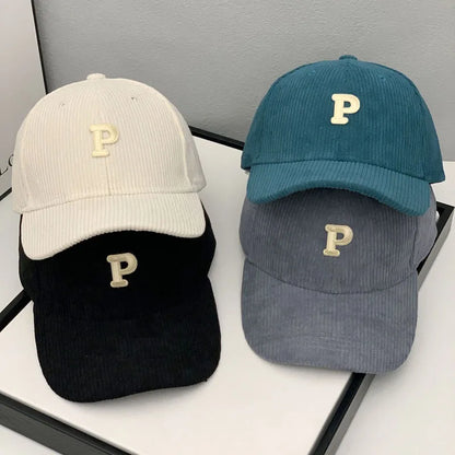 Corduroy Letter Baseball Cap