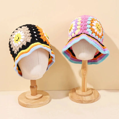 Retro Knitted Sunflower Fisherman Hat