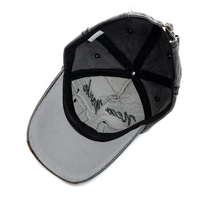Letter Embroidered Washed Cotton Adjustable Baseball Hat