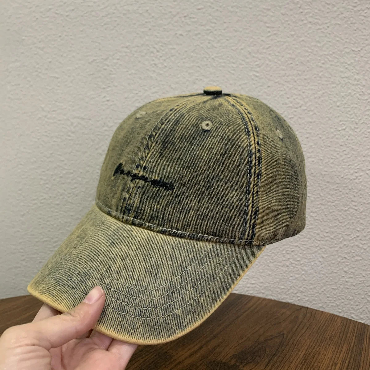 Denim Letter Embroidered Baseball Cap