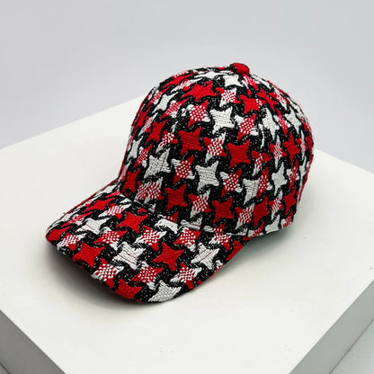 Warm Star Color Block Plush Baseball Cap