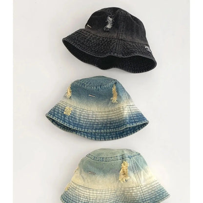Retro Washed Ripped Denim Fisherman Hat