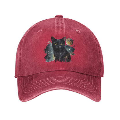 Black Cat Washed Y2K Retro Trucker Baseball Cap