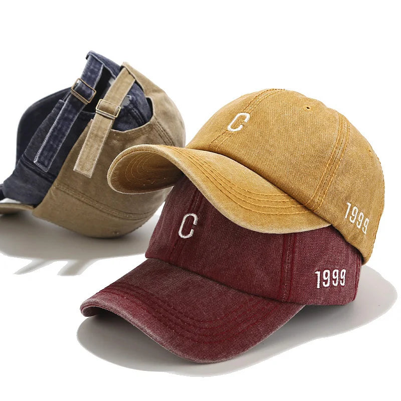 Vintage Washed Cotton Letter Ponytail Baseball Cap
