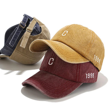Vintage Washed Cotton Letter Ponytail Baseball Cap