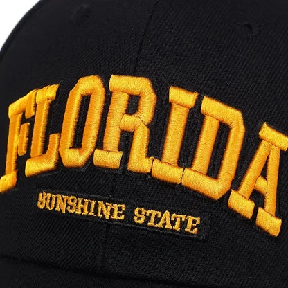 Florida Letter Embroidery Outdoor Adjustable Baseball Cap