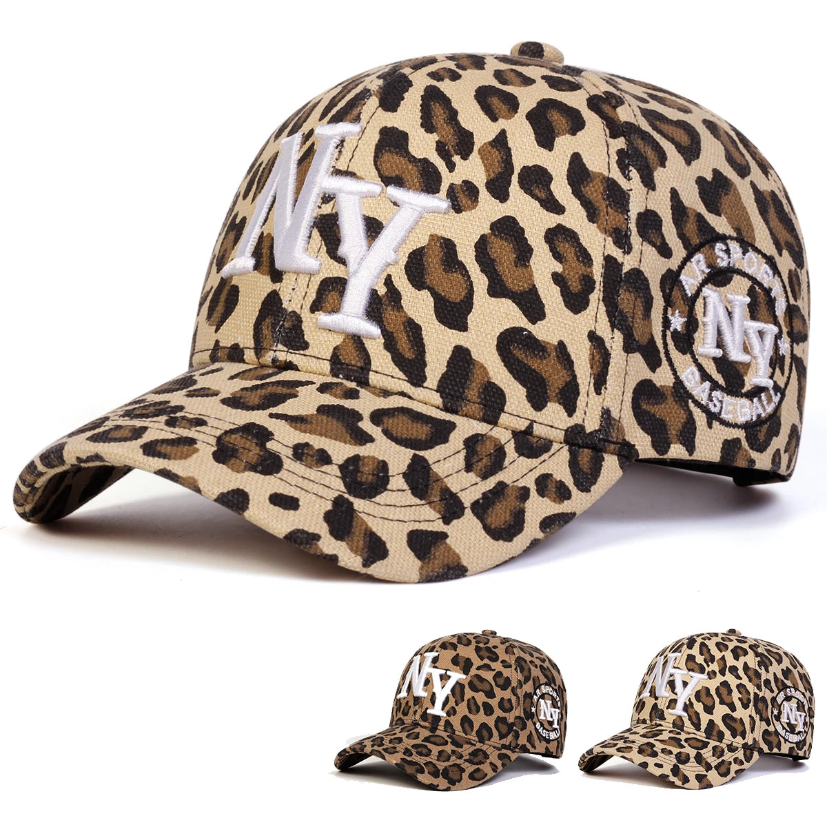 Letter Embroidery Leopard Print Baseball Cap