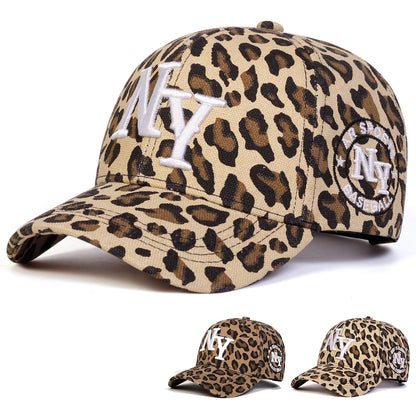 Letter Embroidery Leopard Print Baseball Cap