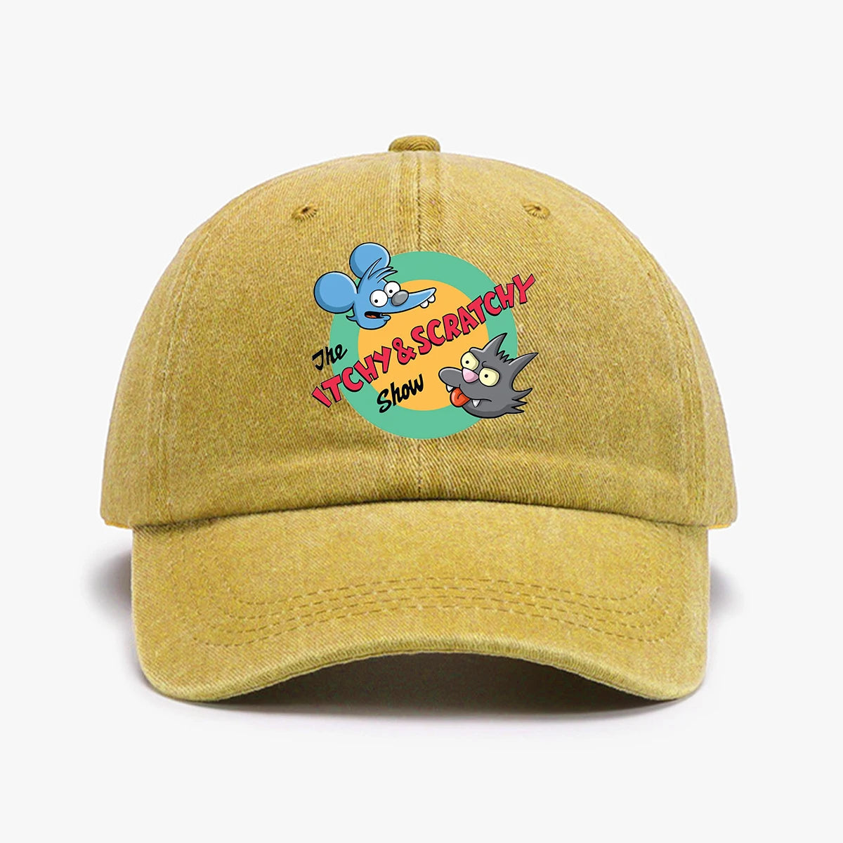 Retro Washed Distressed Print Baseball Cap