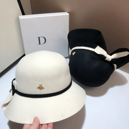 Double Sided Wool Bow Bucket Hat