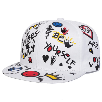 Smiling Graffiti Print Hip Hop Cap