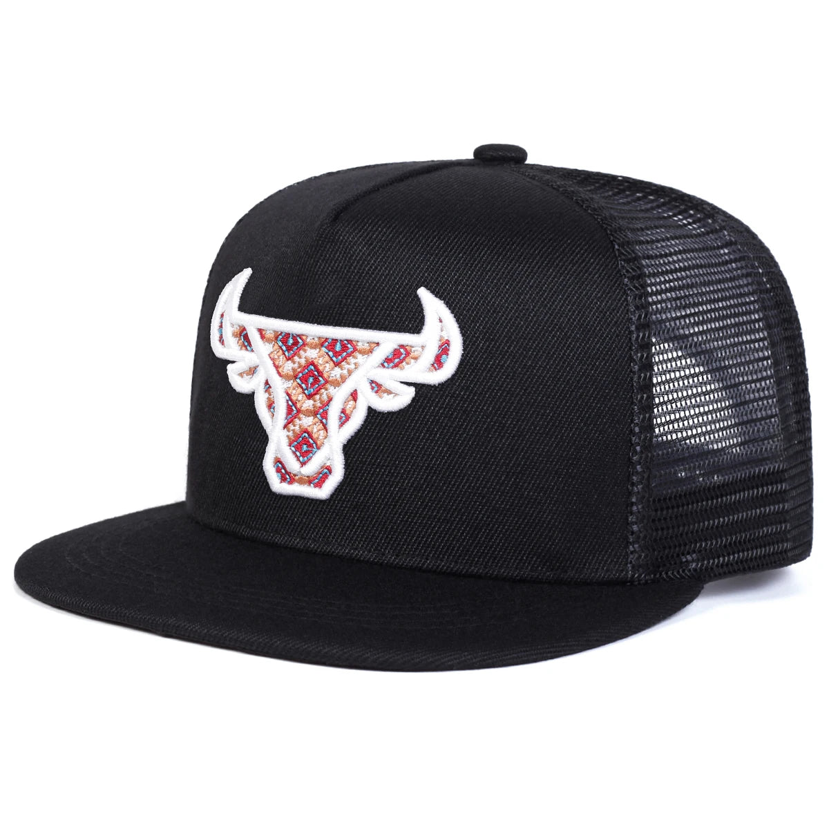 Unisex Ox Head Embroidery Hip-hop Net Hats