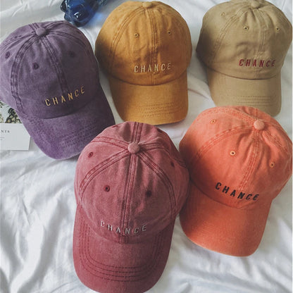 Unisex Washed Cotton Chance Letter Baseball Cap