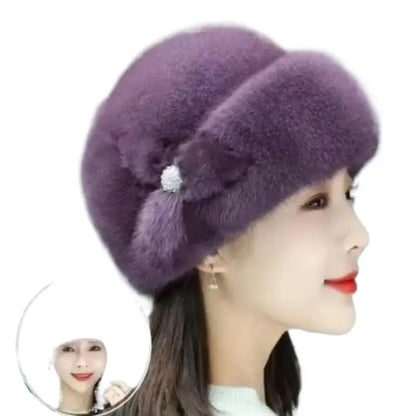 Faux Fur Flower Winter Bucket Hat