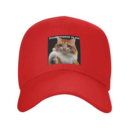 Everythings Ok Crying Cat Meme Baseball Cap