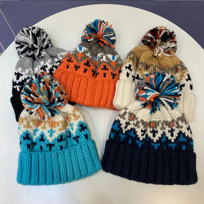 Cute Embroidered Pompom Winter Knit Bucket Hat