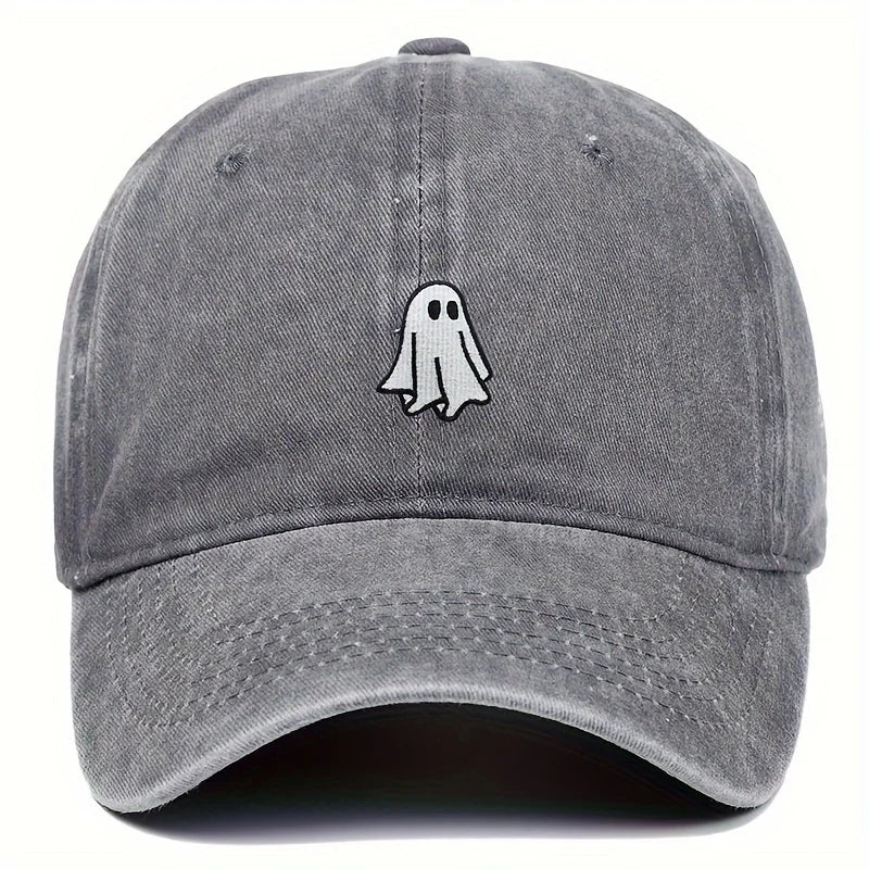 Ghost Pattern Embroidered Brim Halloween Cap